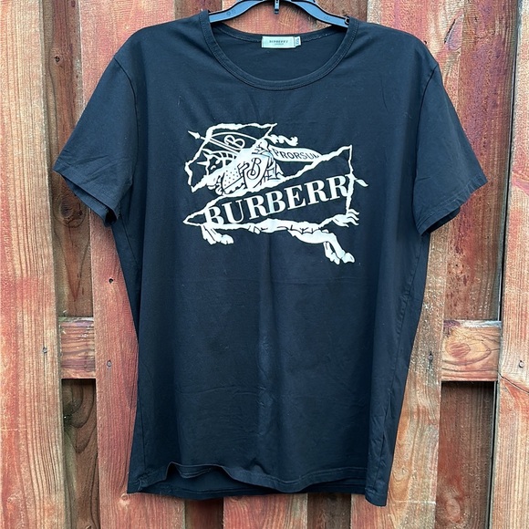 Burberry Tops - Burberry Black Short Sleeve Tee Bold Branding Size XXL